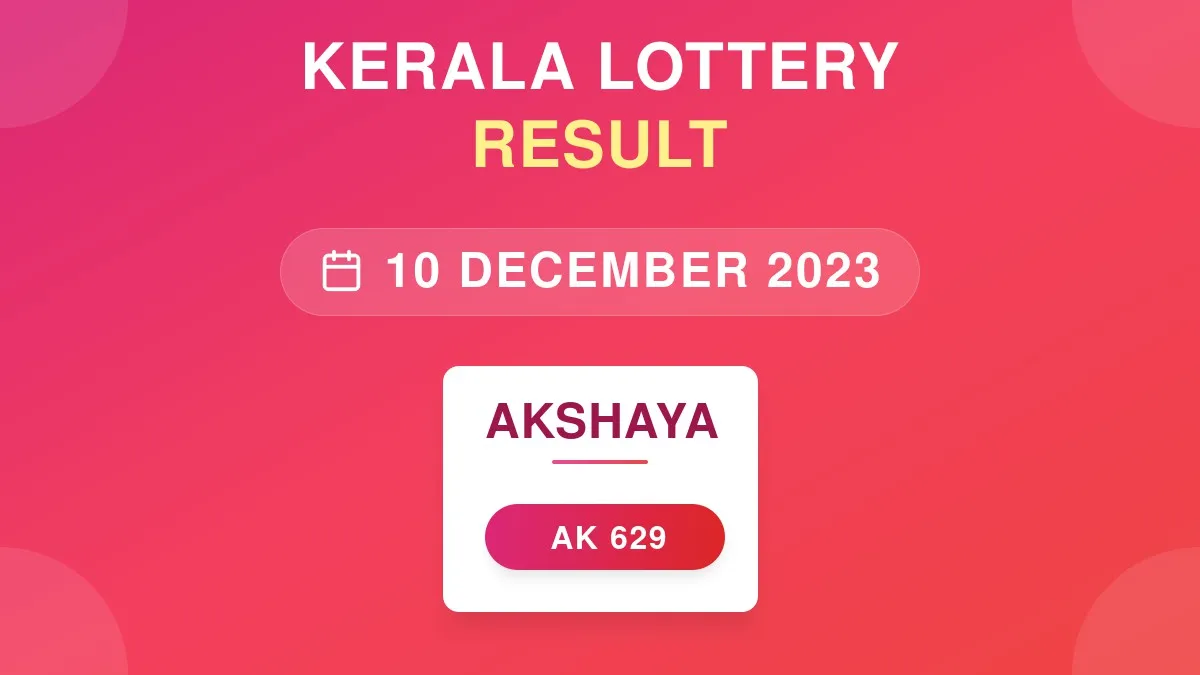 Akshaya Lottery AK-629 Draw Results (10 Dec 2023)