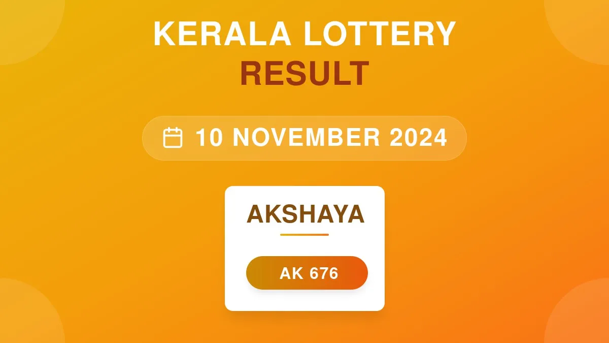 Akshaya Lottery AK-676 Draw Results (10 Nov 2024)