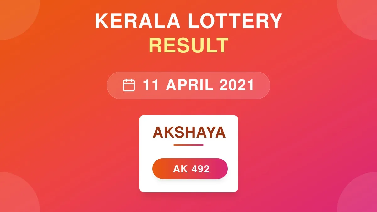 Akshaya Lottery AK-492 Draw Results (11 Apr 2021)