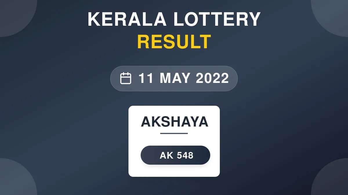 Akshaya Lottery AK-548 Draw Results (11 May 2022)