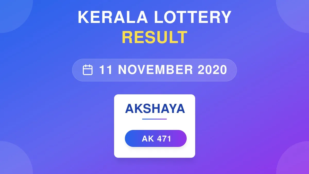 Akshaya Lottery AK-471 Draw Results (11 Nov 2020)