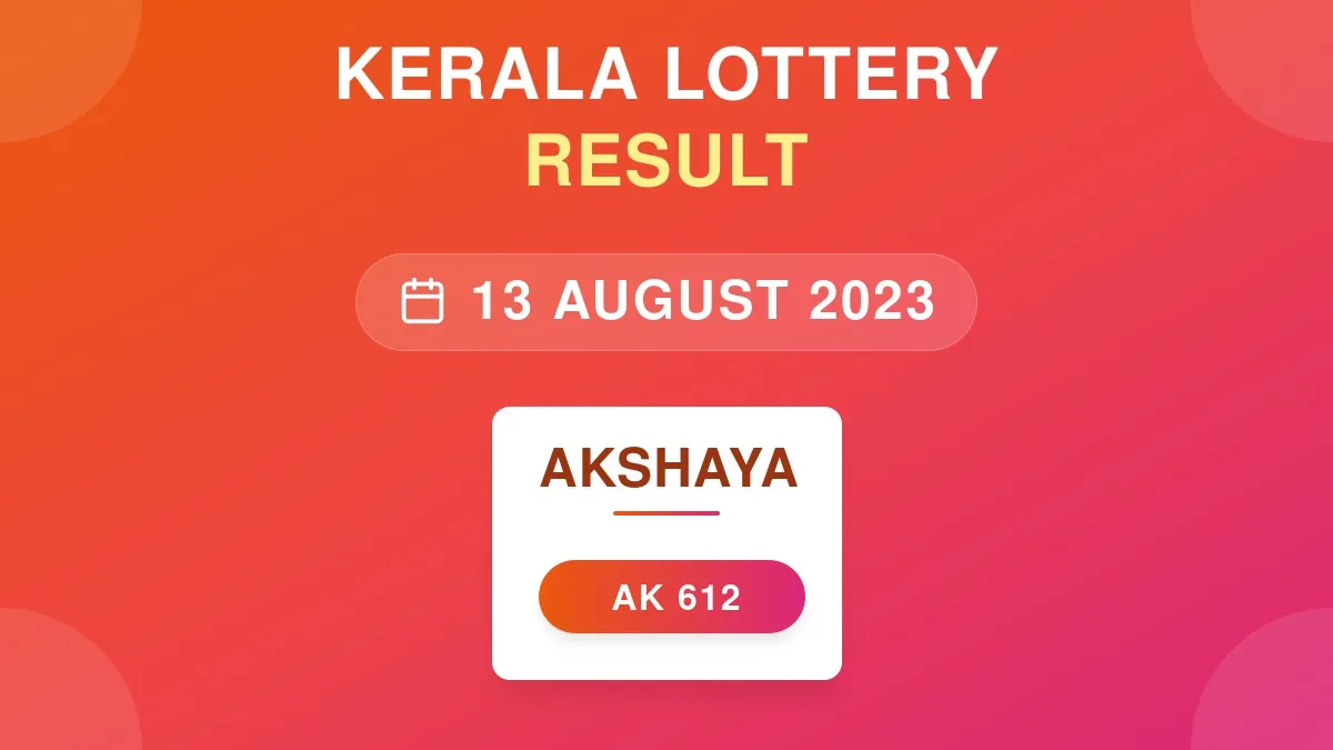 Akshaya Lottery AK-612 Draw Results (13 Aug 2023)