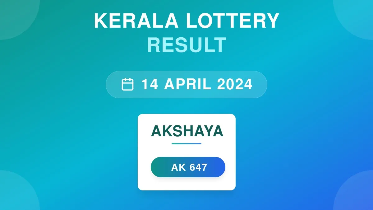 Akshaya Lottery AK-647 Draw Results (14 Apr 2024)