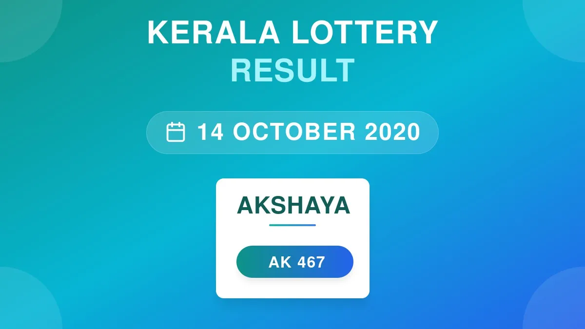 Akshaya Lottery AK-467 Draw Results (14 Oct 2020)