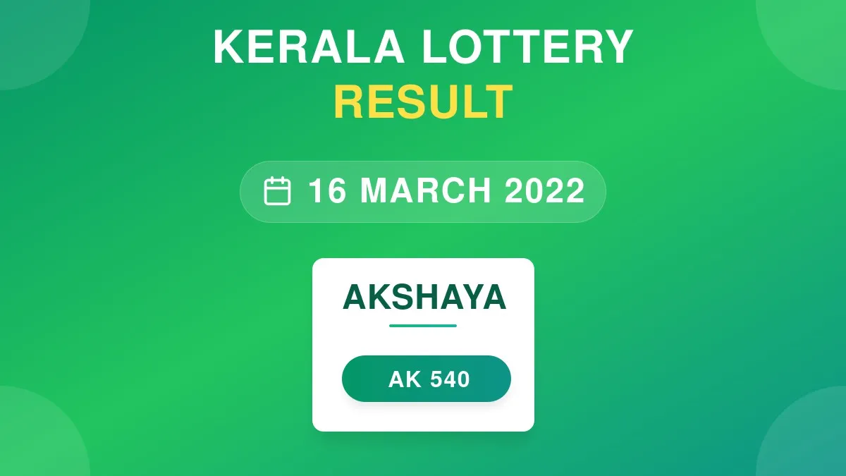 Akshaya Lottery AK-540 Draw Results (16 Mar 2022)