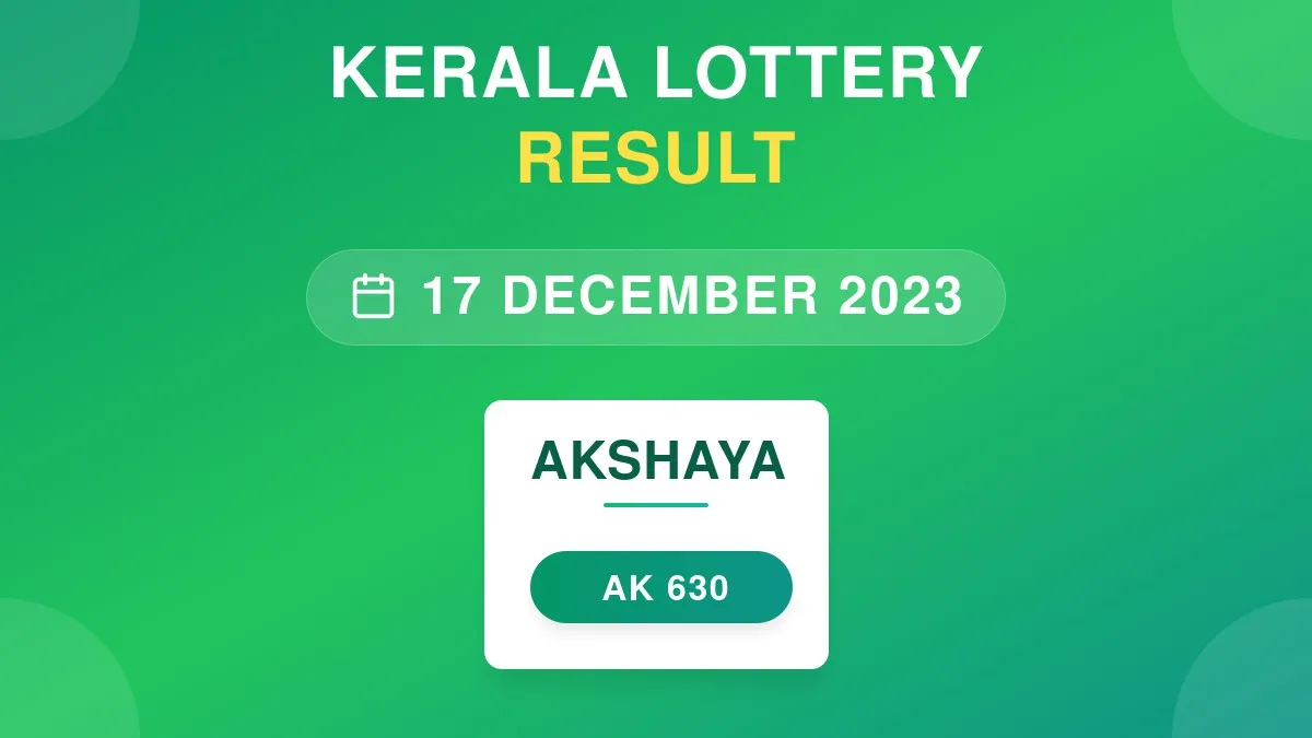 Akshaya Lottery AK-630 Draw Results (17 Dec 2023)
