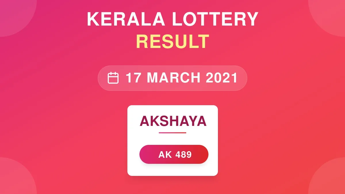 Akshaya Lottery AK-489 Draw Results (17 Mar 2021)