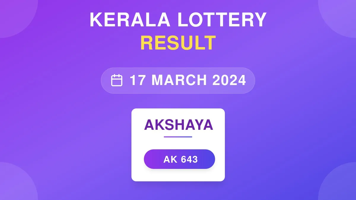Akshaya Lottery AK-643 Draw Results (17 Mar 2024)
