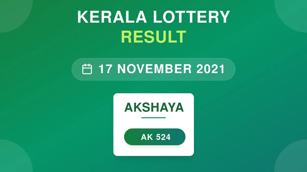 Akshaya Lottery AK-524 Draw Results (17 Nov 2021)