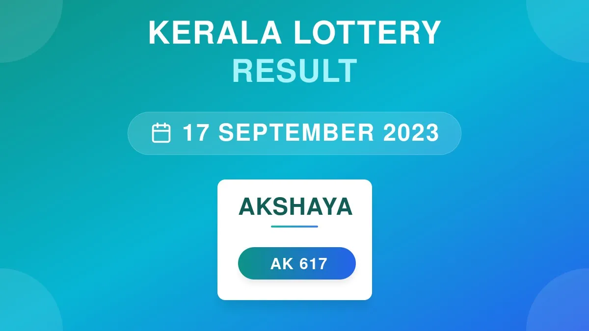Akshaya Lottery AK-617 Draw Results (17 Sep 2023)