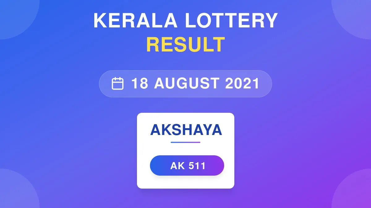Akshaya Lottery AK-511 Draw Results (18 Aug 2021)