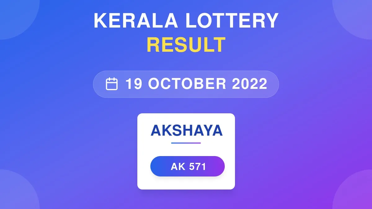 Akshaya Lottery AK-571 Draw Results (19 Oct 2022)