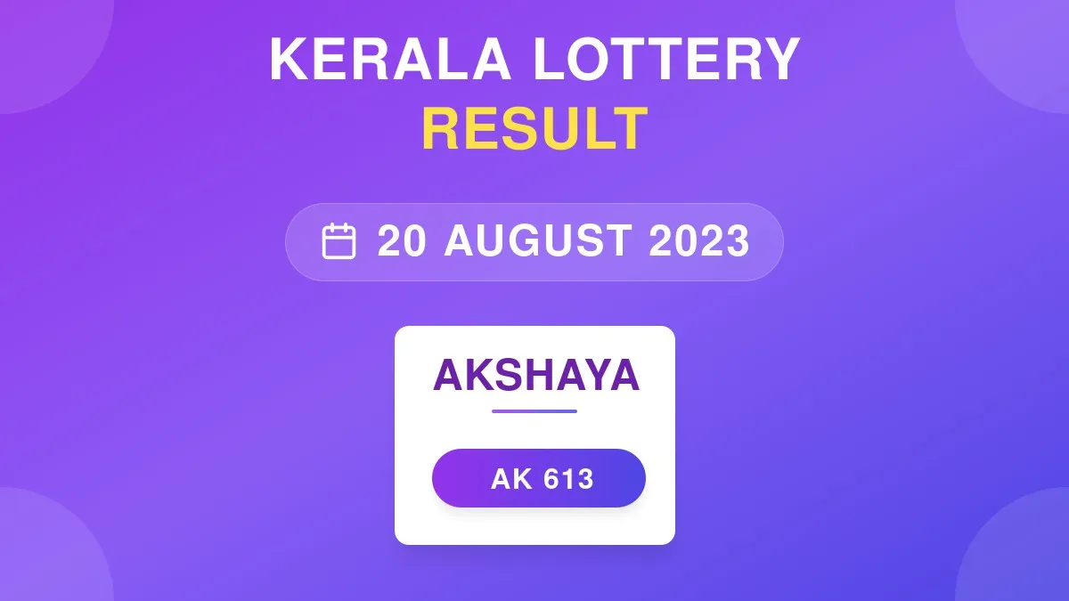 Akshaya Lottery AK-613 Draw Results (20 Aug 2023)