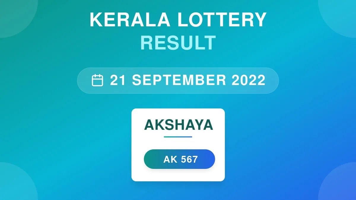 Akshaya Lottery AK-567 Draw Results (21 Sep 2022)