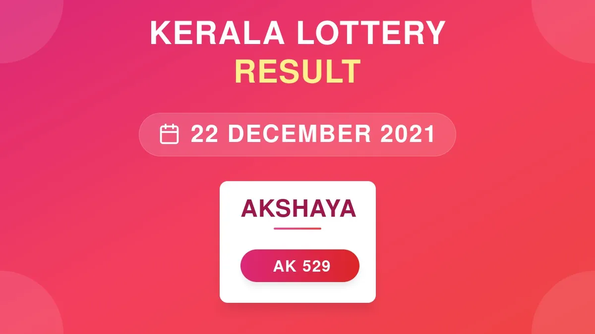 Akshaya Lottery AK-529 Draw Results (22 Dec 2021)