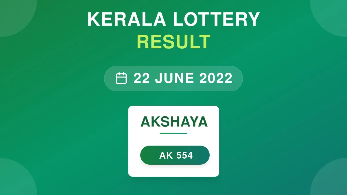 Akshaya Lottery AK-554 Draw Results (22 Jun 2022)