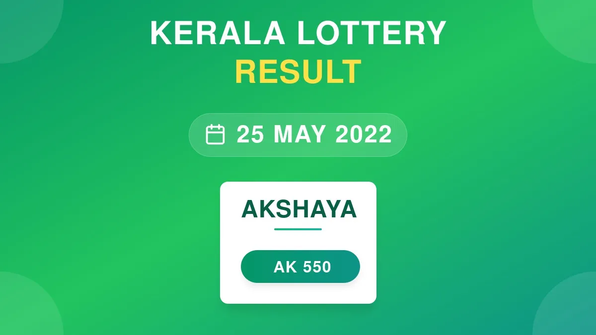 Akshaya Lottery AK-550 Draw Results (25 May 2022)