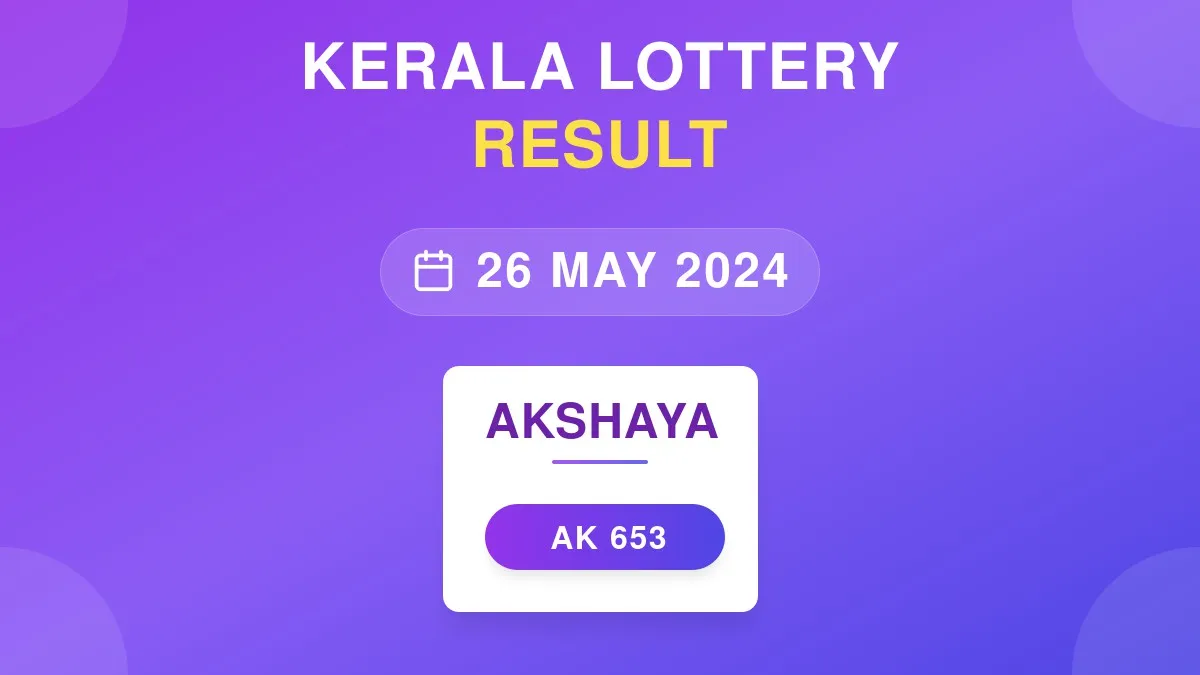 Akshaya Lottery AK-653 Draw Results (26 May 2024)