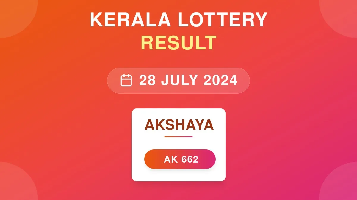 Akshaya Lottery AK-662 Draw Results (28 Jul 2024)