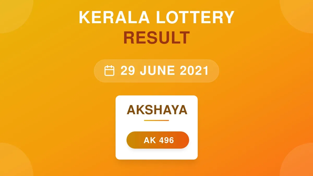 Akshaya Lottery AK-496 Draw Results (29 Jun 2021)