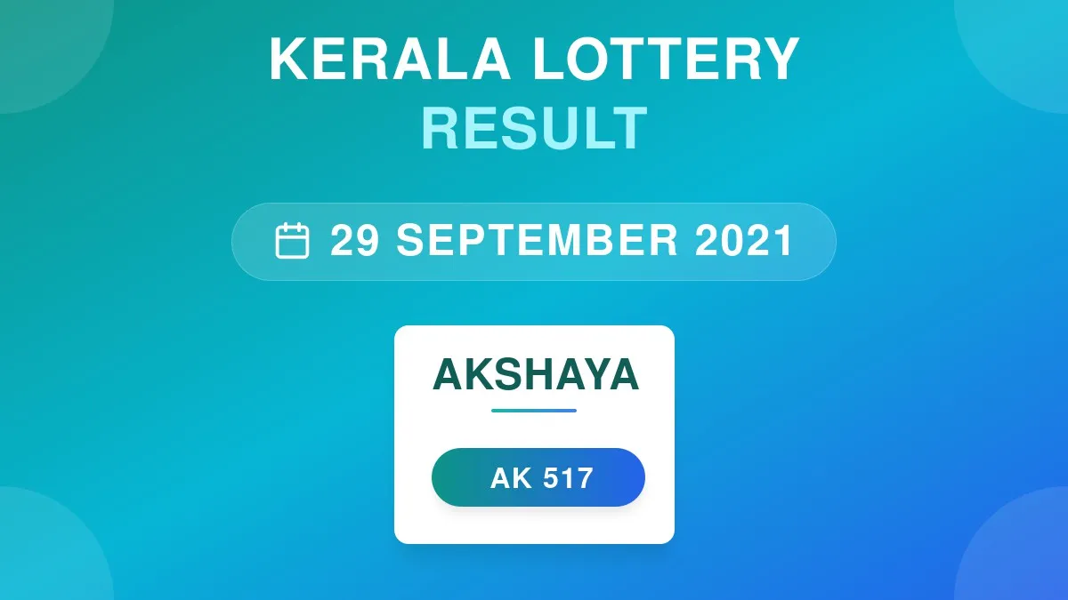Akshaya Lottery AK-517 Draw Results (29 Sep 2021)