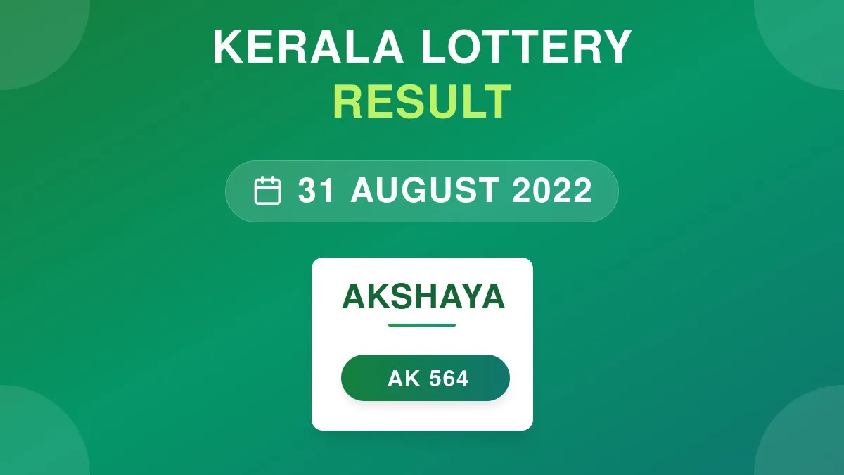 Akshaya Lottery AK-564 Draw Results (31 Aug 2022)