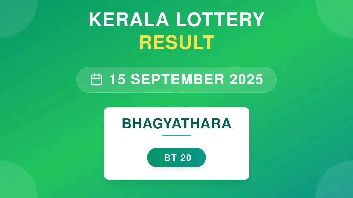 Bhagyathara Lottery BT-20 Draw Results (15 Sep 2025)