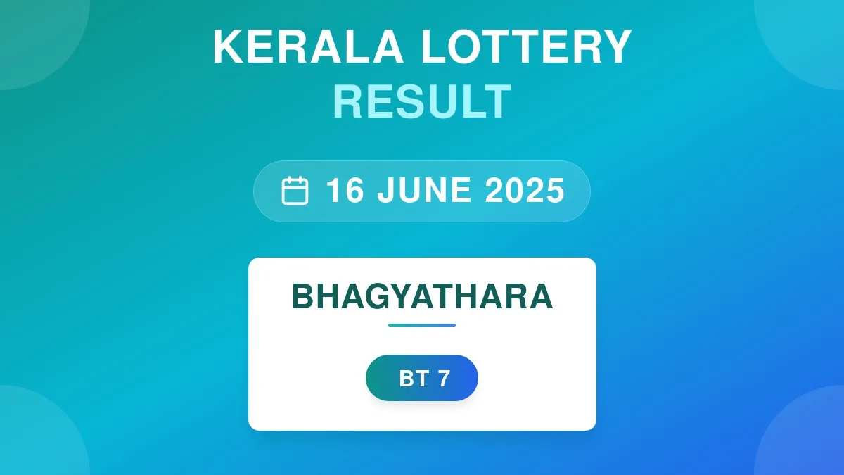 Bhagyathara Lottery BT-7 Draw Results (16 Jun 2025)
