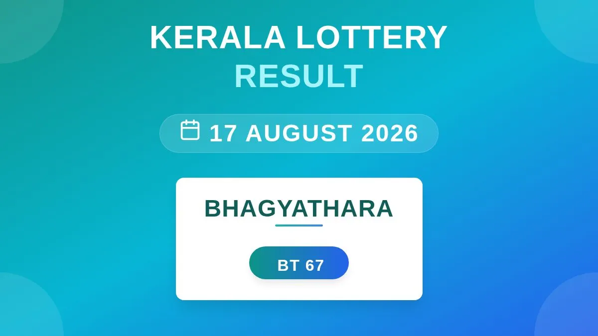 Bhagyathara Lottery BT-67 Draw Results (17 Aug 2026)