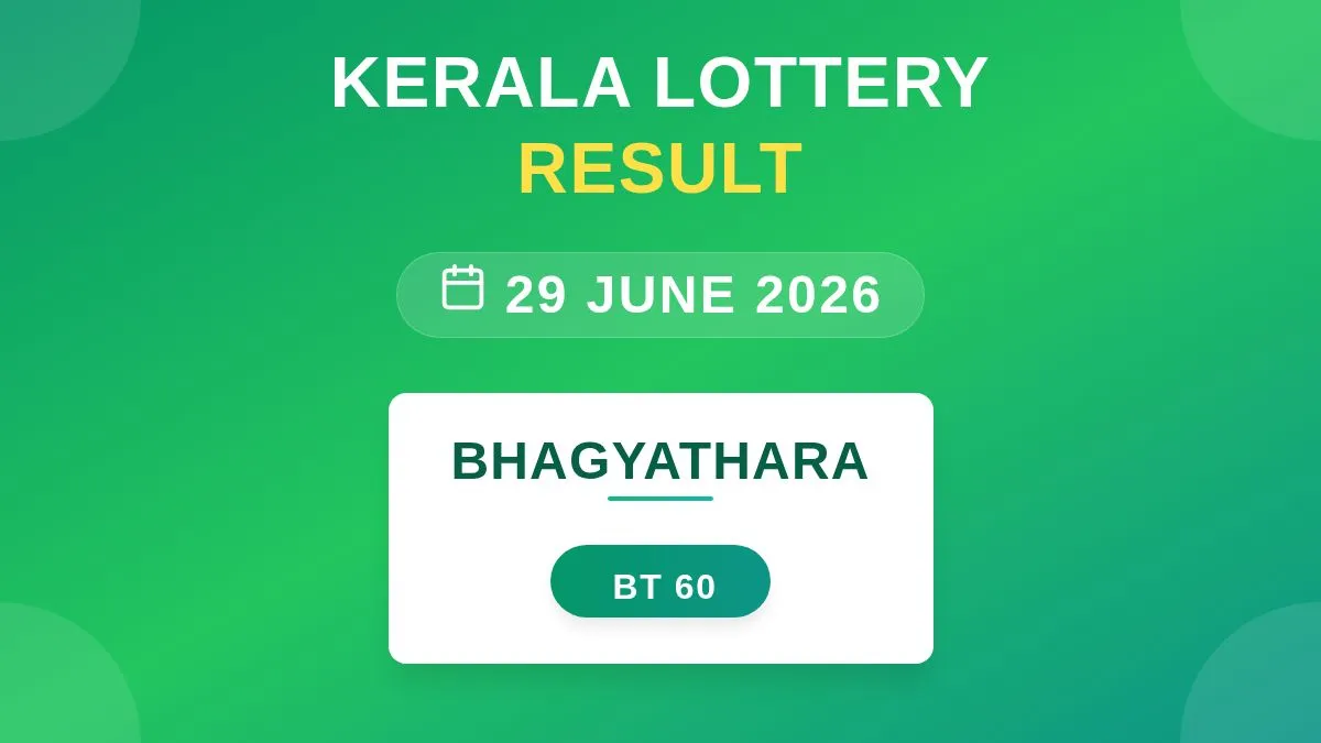 Bhagyathara Lottery BT-60 Draw Results (29 Jun 2026)