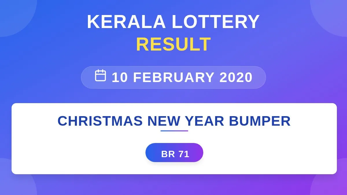 Christmas New Year Bumper Lottery BR-71 Draw Results (10 Feb 2020)