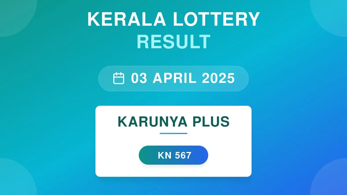 Karunya Plus Lottery KN-567 Draw Results (03 Apr 2025)