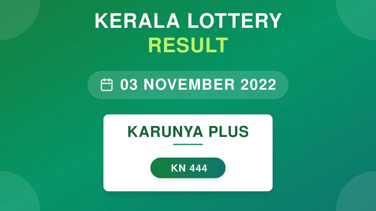 Karunya Plus Lottery KN-444 Draw Results (03 Nov 2022)