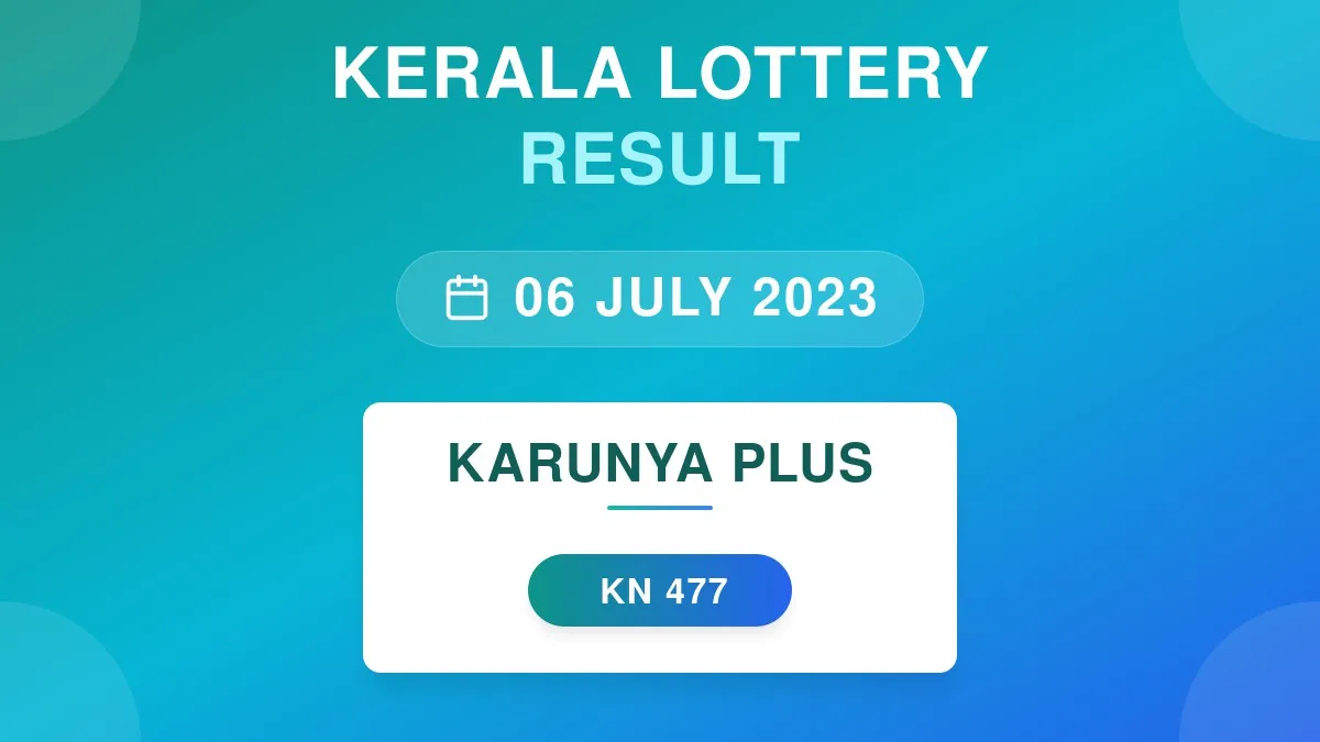 Karunya Plus Lottery KN-477 Draw Results (06 Jul 2023)