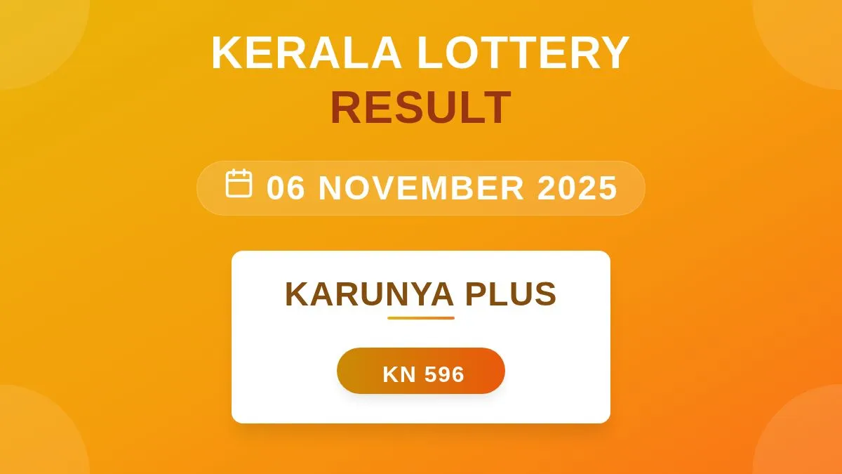 Karunya Plus Lottery KN-596 Draw Results (06 Nov 2025)