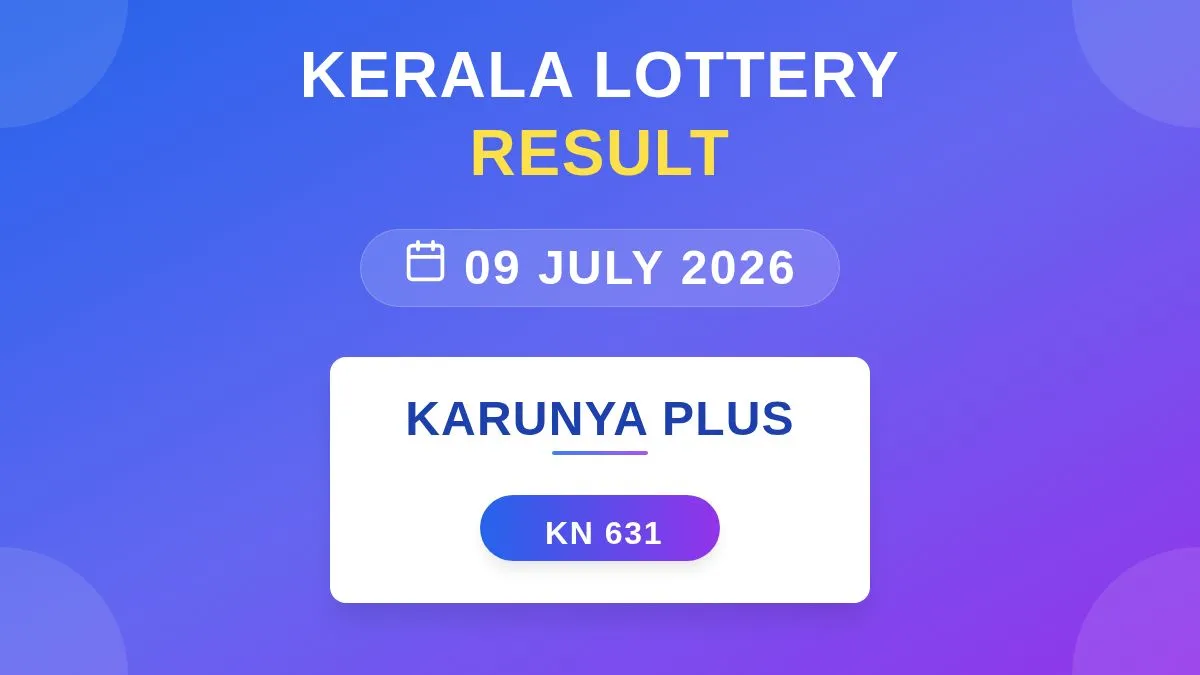 Karunya Plus Lottery KN-631 Draw Results (09 Jul 2026)