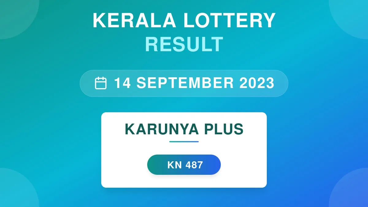 Karunya Plus Lottery KN-487 Draw Results (14 Sep 2023)