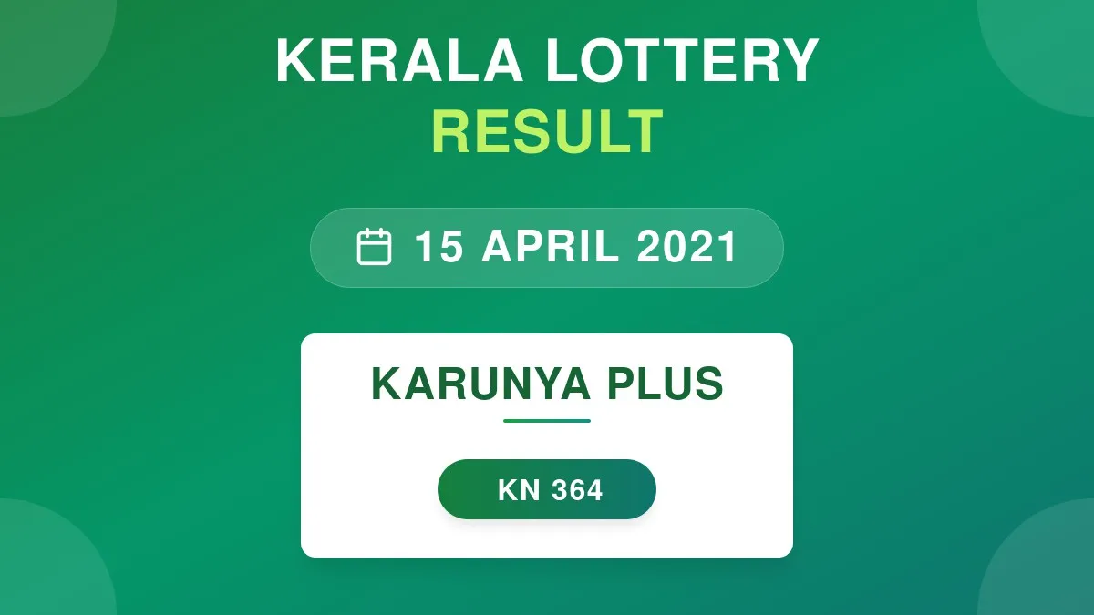 Karunya Plus Lottery KN-364 Draw Results (15 Apr 2021)
