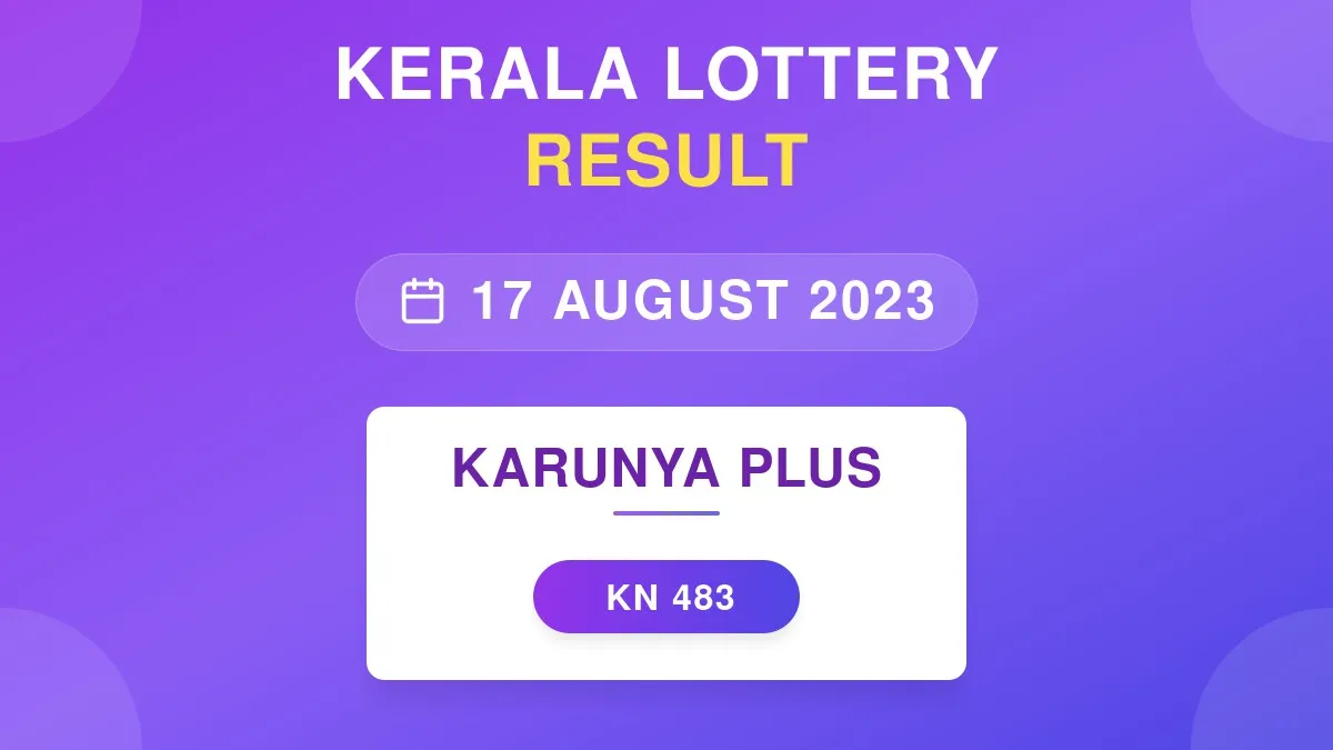 Karunya Plus Lottery KN-483 Draw Results (17 Aug 2023)