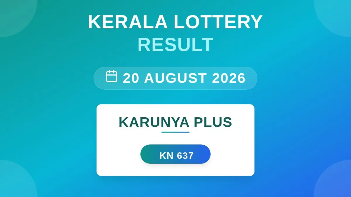 Karunya Plus Lottery KN-637 Draw Results (20 Aug 2026)