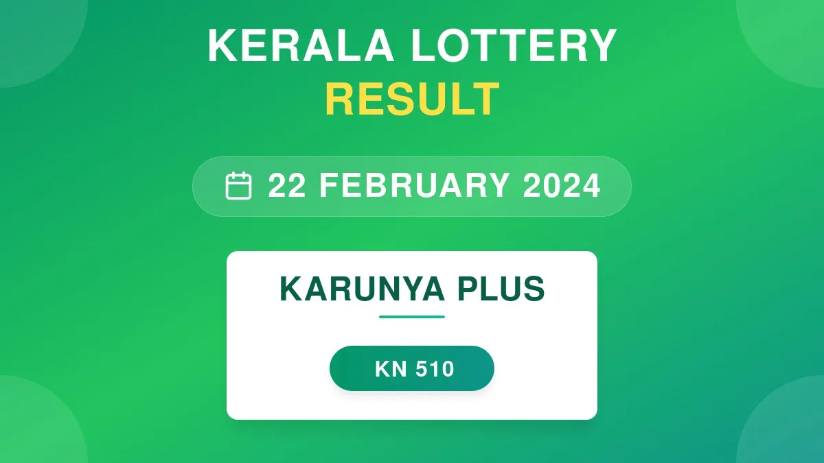 Karunya Plus Lottery KN-510 Draw Results (22 Feb 2024)