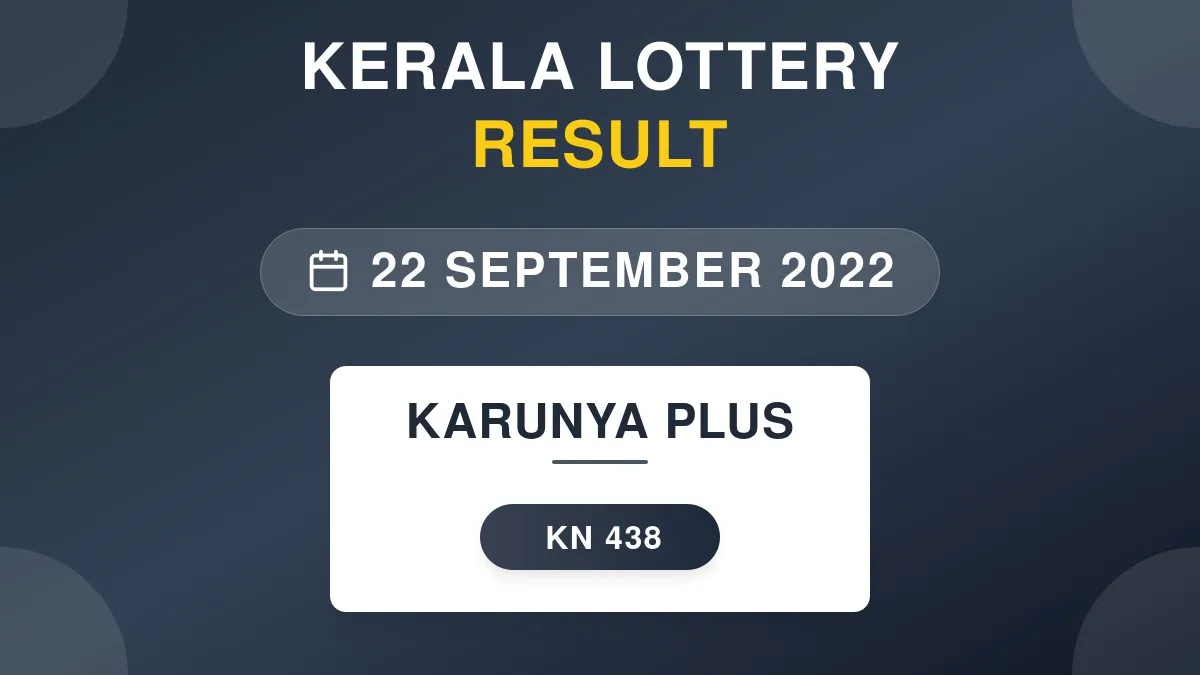Karunya Plus Lottery KN-438 Draw Results (22 Sep 2022)