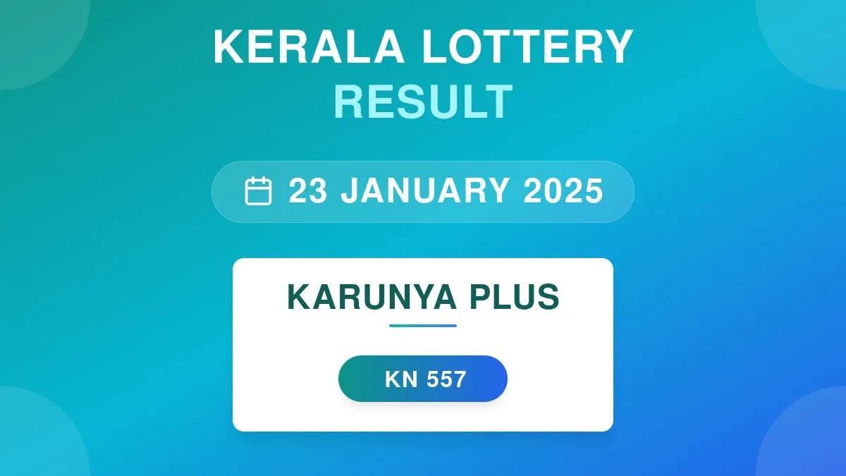 Karunya Plus Lottery KN-557 Draw Results (23 Jan 2025)