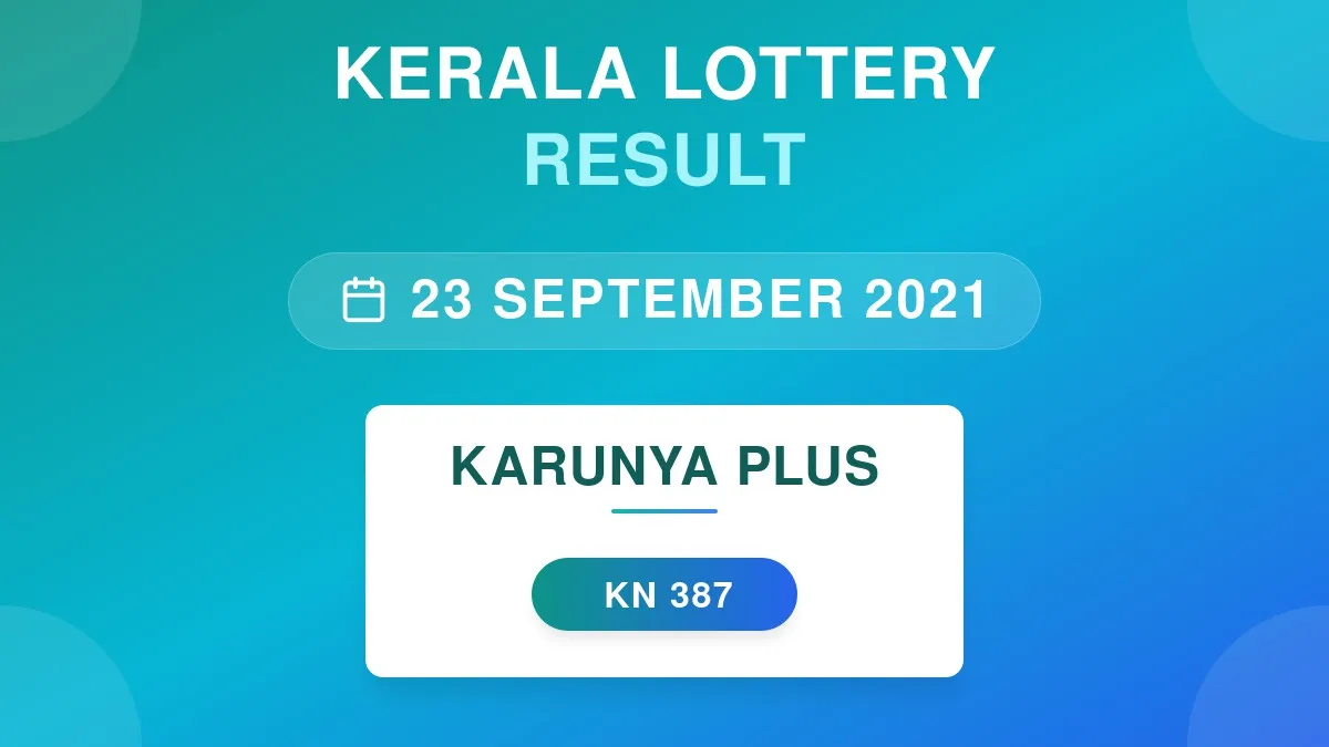 Karunya Plus Lottery KN-387 Draw Results (23 Sep 2021)
