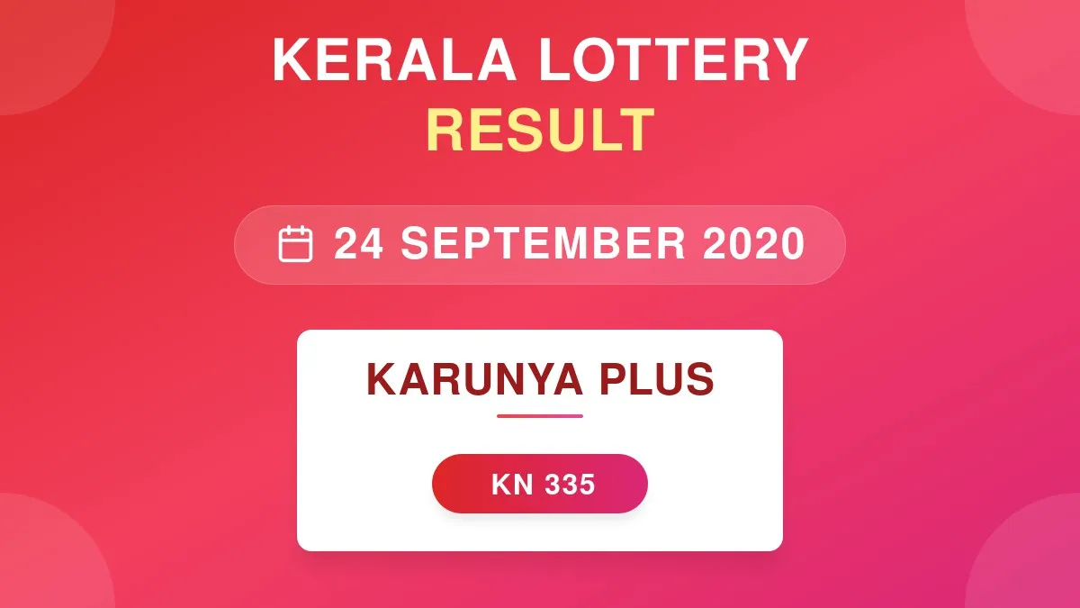 Karunya Plus Lottery KN-335 Draw Results (24 Sep 2020)
