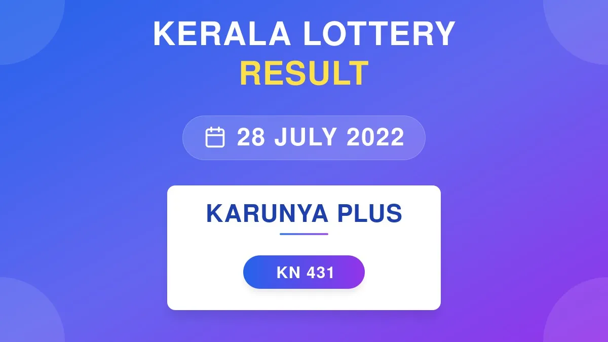 Karunya Plus Lottery KN-431 Draw Results (28 Jul 2022)