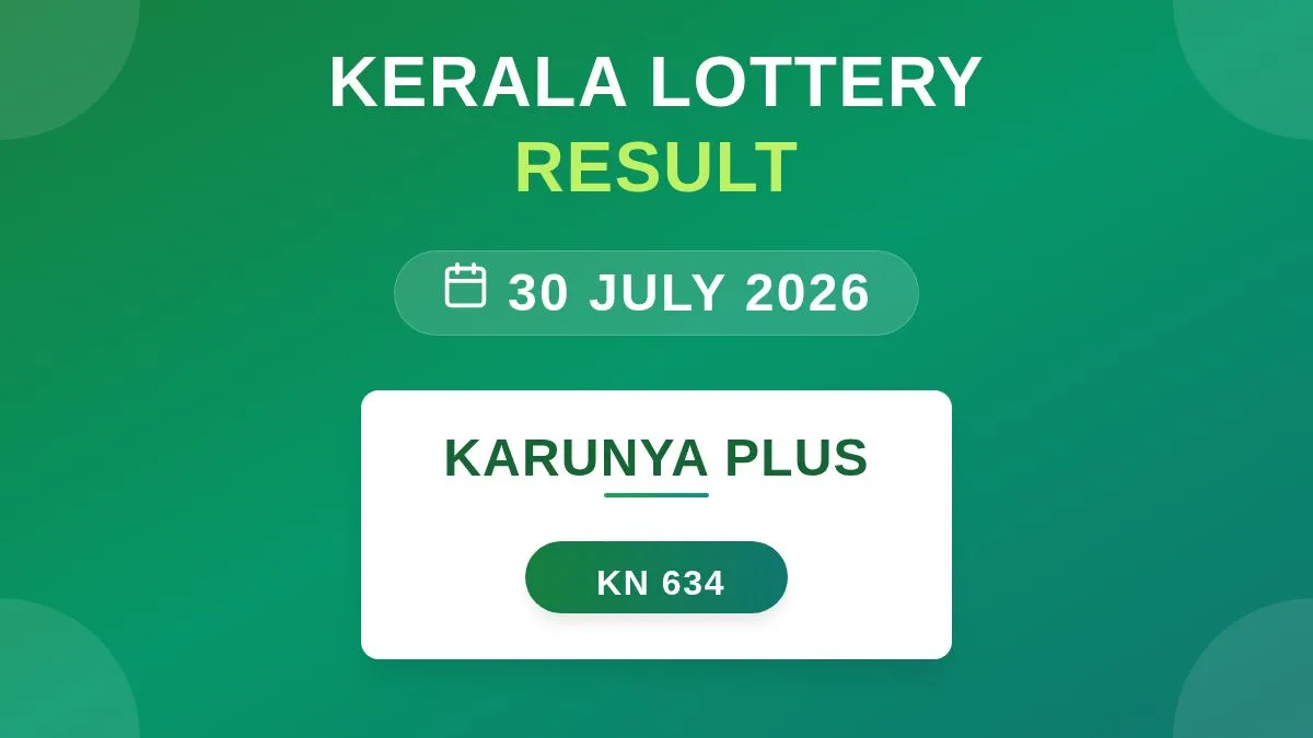 Karunya Plus Lottery KN-634 Draw Results (30 Jul 2026)