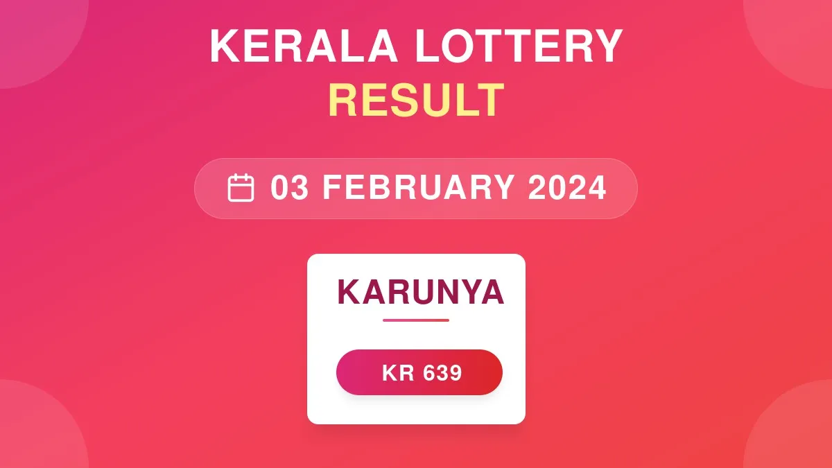Karunya Lottery KR-639 Draw Results (03 Feb 2024)