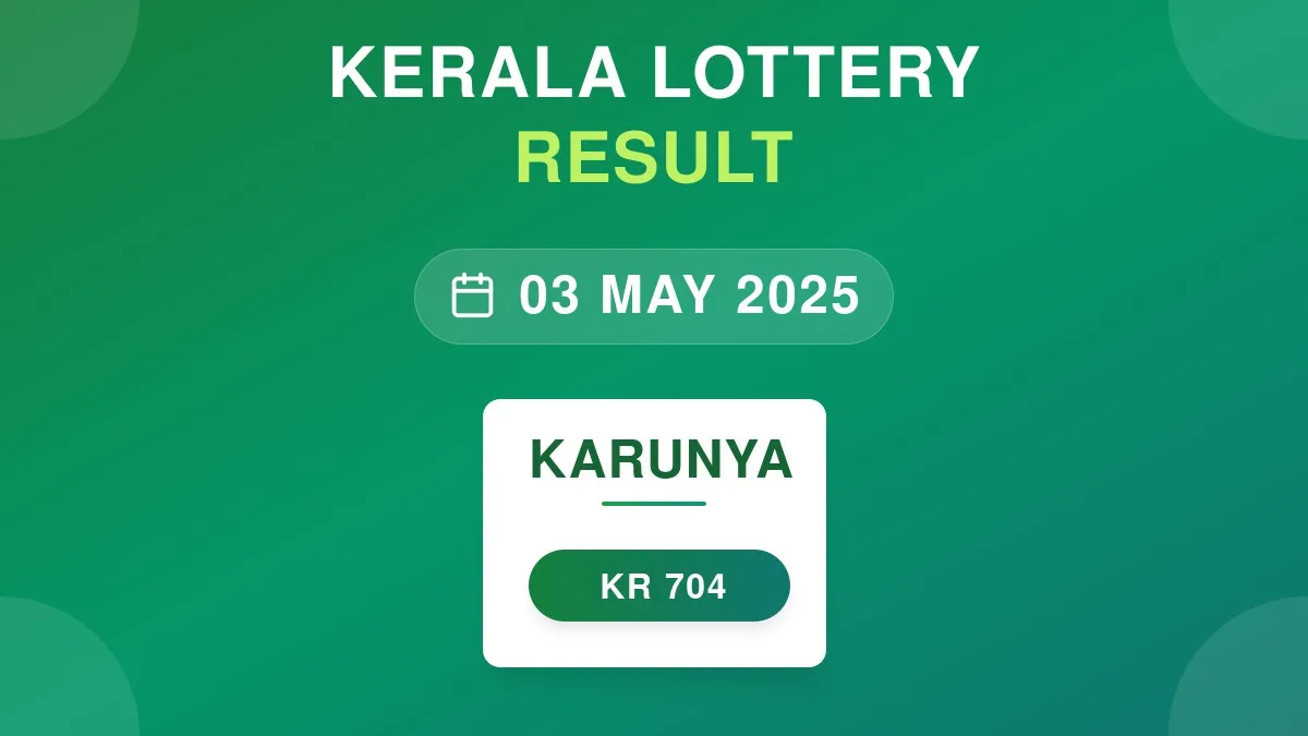 Karunya Lottery KR-704 Draw Results (03 May 2025)