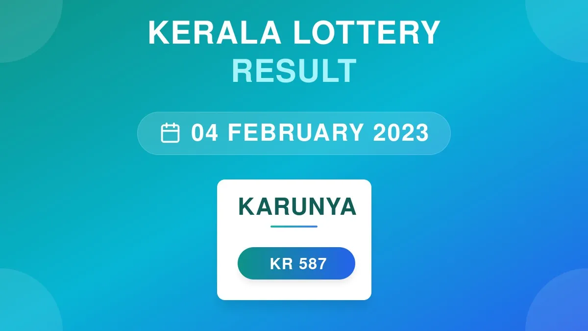 Karunya Lottery KR-587 Draw Results (04 Feb 2023)